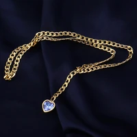 women%e2%80%99s stainless steel necklaces heart star square zircon long chain necklaces punk gold thick chain necklace for women jewelry