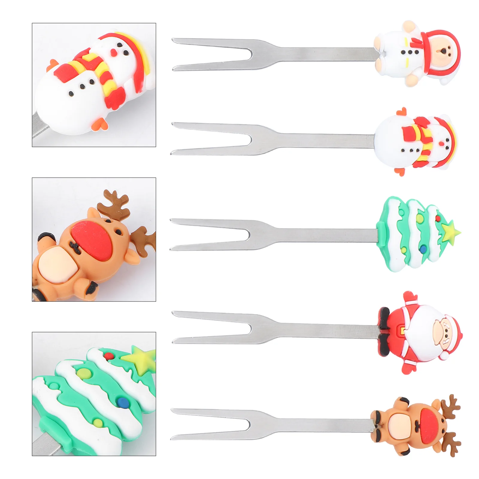 

Forks Christmas Fork Fruit Cocktail Pick Picks Appetizer Kids Holiday Sticks Cake Dessert Decorative Salad Tasting Mini Pastry