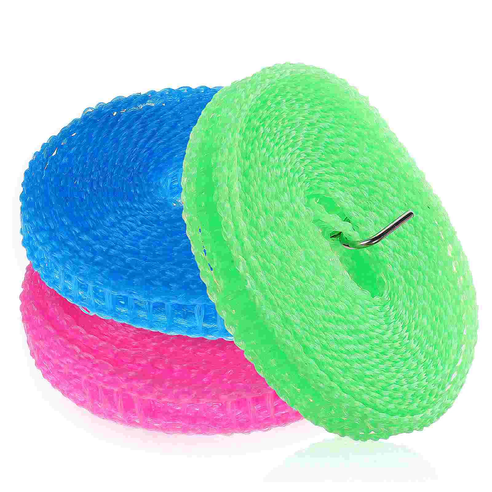 

3 Pcs Portable Clotheslines with Hooks Windproof Travel Clotheslines Washing Lines Laundry Ropes Camping Accessories
