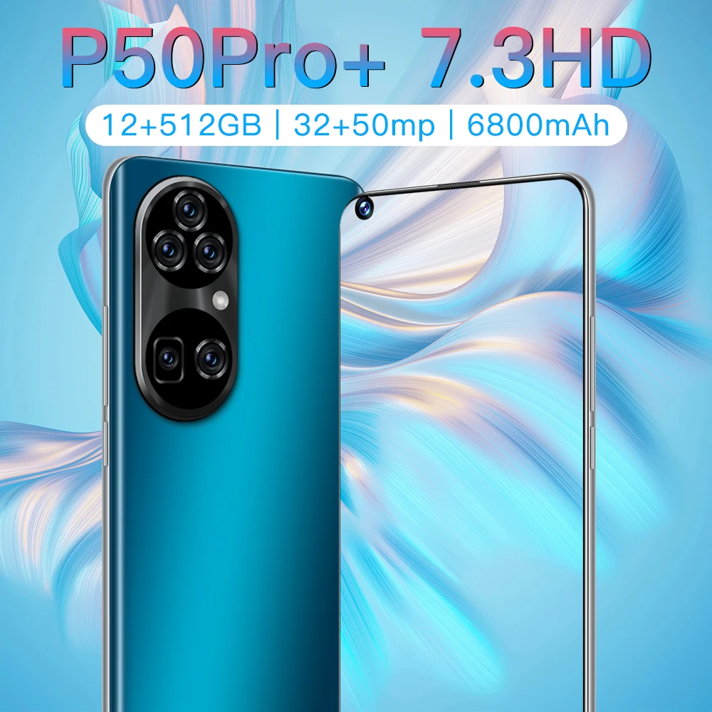 

Лучший популярный смартфон P50pro + 12 Гб + 512 ГБ Android 11, десятиядерный телефон с экраном 7,3 дюйма, поддерживает смартфон с фотокамерой, GPS, разблоки...
