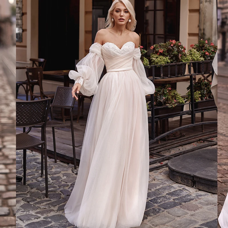 Женское винтажное свадебное платье элегантное фатиновое с пышными рукавами