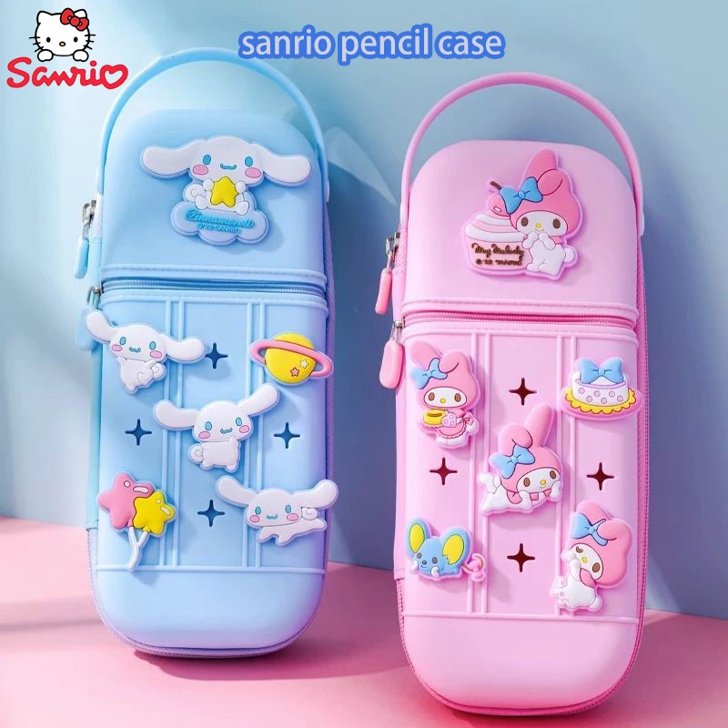 

Pencil Case Sanrio My Melody Cinnamoroll Diy Hole Button Pencil Case Silica Gel High Capacity Stationery Storage Box Girl Gift