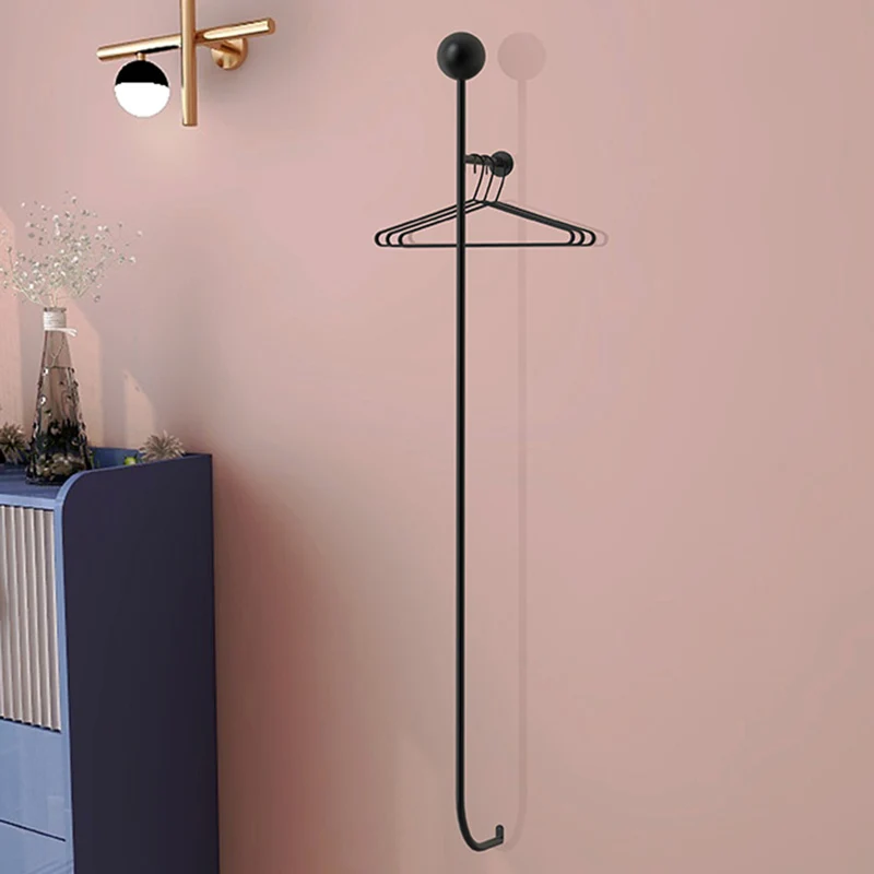 

Minimalist Balcony Clothes Rack Metal Black Entrance Aesthetic Clothes Rack Place Saving Moveis Para Casa Hallway Furniture