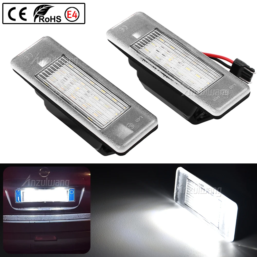 

2pcs Super Bright LED License Plate Light Lamps For Nissan X-TRAIL Qashqai Armada Primera P12 Juke Pathfinder R51 March NV200