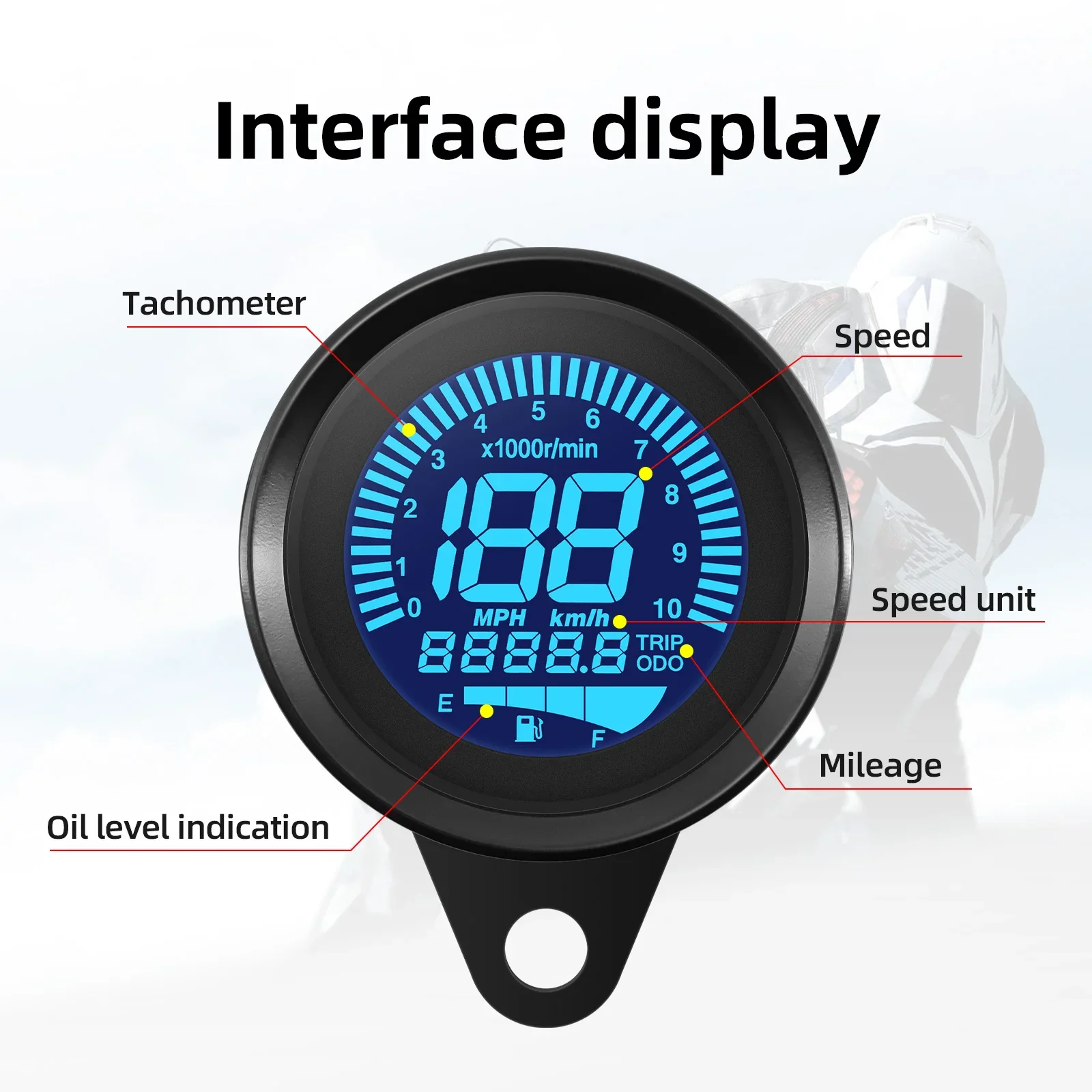 Устройство для измерения скорости одометра 7 цветов 0-10000 об/мин