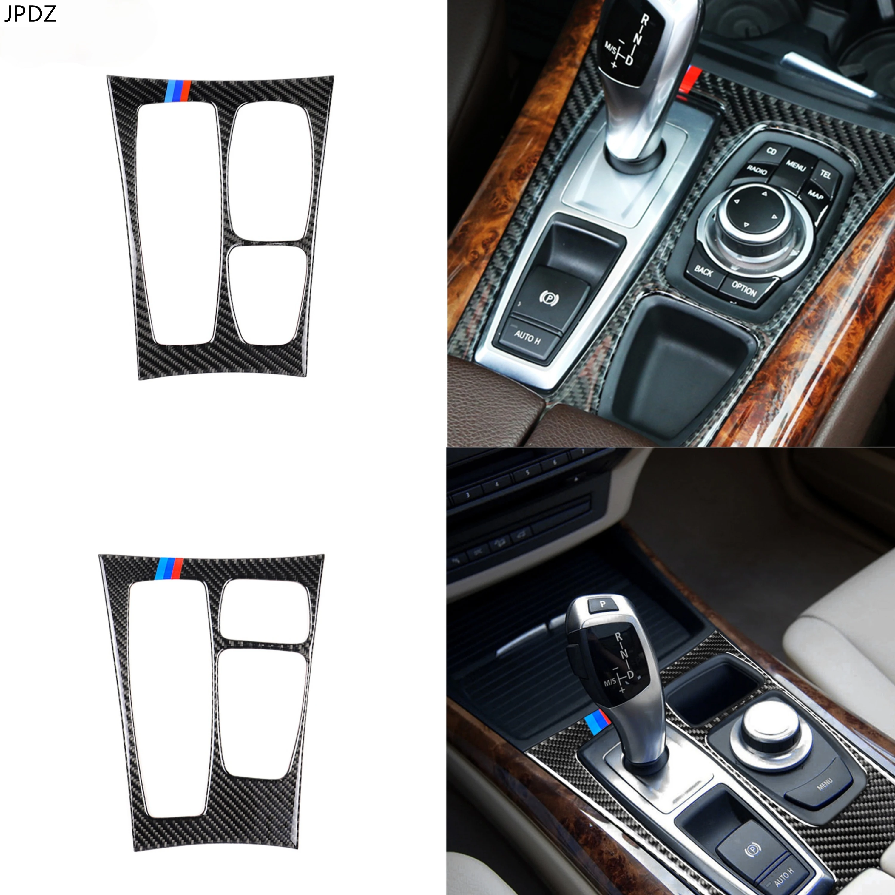 

Для BMW X5 E70 2008-2013 X6 E71 2009-2014 коробка передач из углеродного волокна объемный переключатель передач Панель рамка Наклейки тюнинг автомобильные...