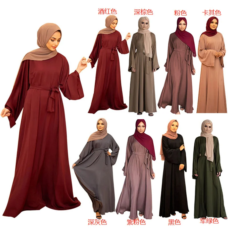 Женское повседневное мусульманское платье макси Abaya свободное платье с длинными рукавами