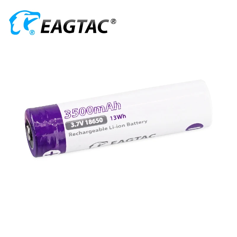 

EAGTAC Protected 18650 3.7V 3500mAh Rechargeable Li-ion Battery (10A Protection) Top anode SKU 2588