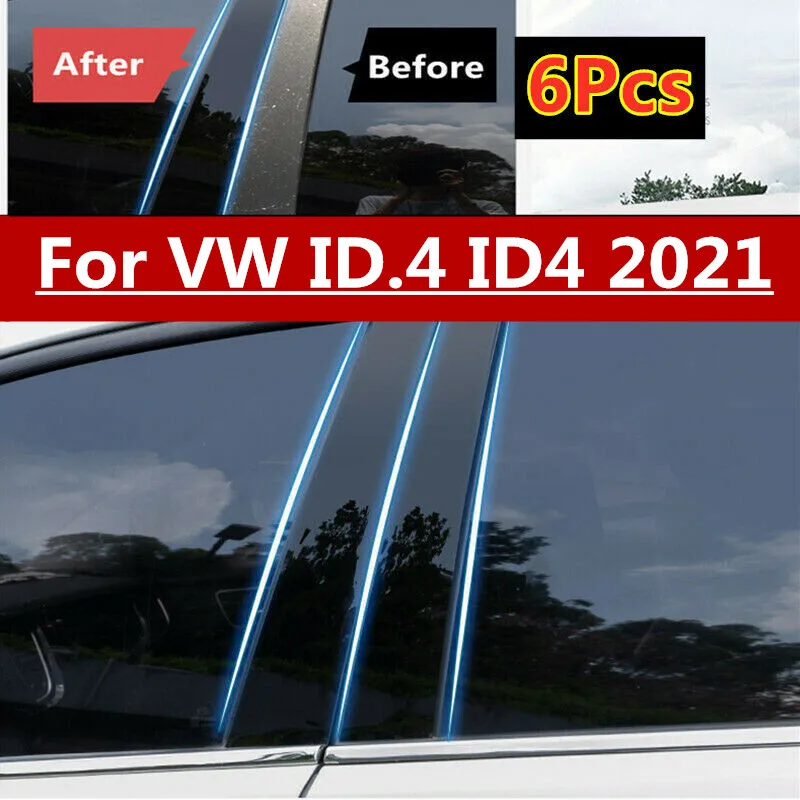

6pcs/Set Car Door Window Pillar Posts Glossy Black Pillar Molding Cover Trim For VW ID.4 ID4 2021