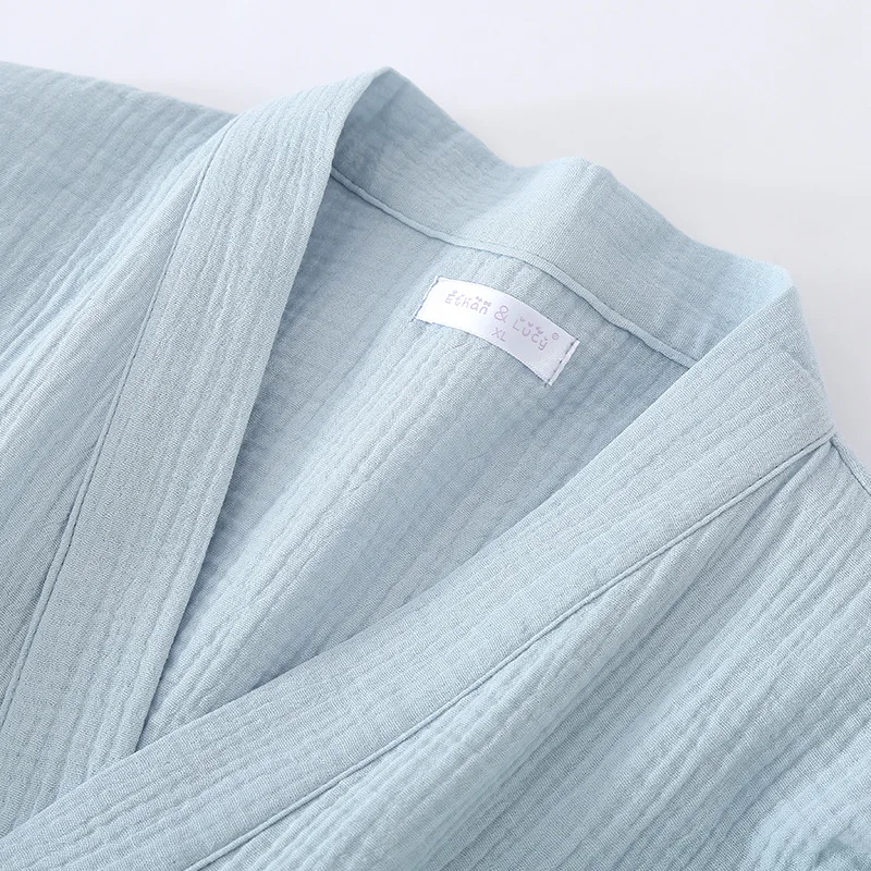 100% хлопок женская и мужская одежда для сна домашняя кимоно с короткими рукавами