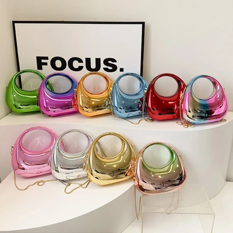 2024 хит продаж сумка из ПВХ цепочка однотонная пряжка модная на плечо мягкая