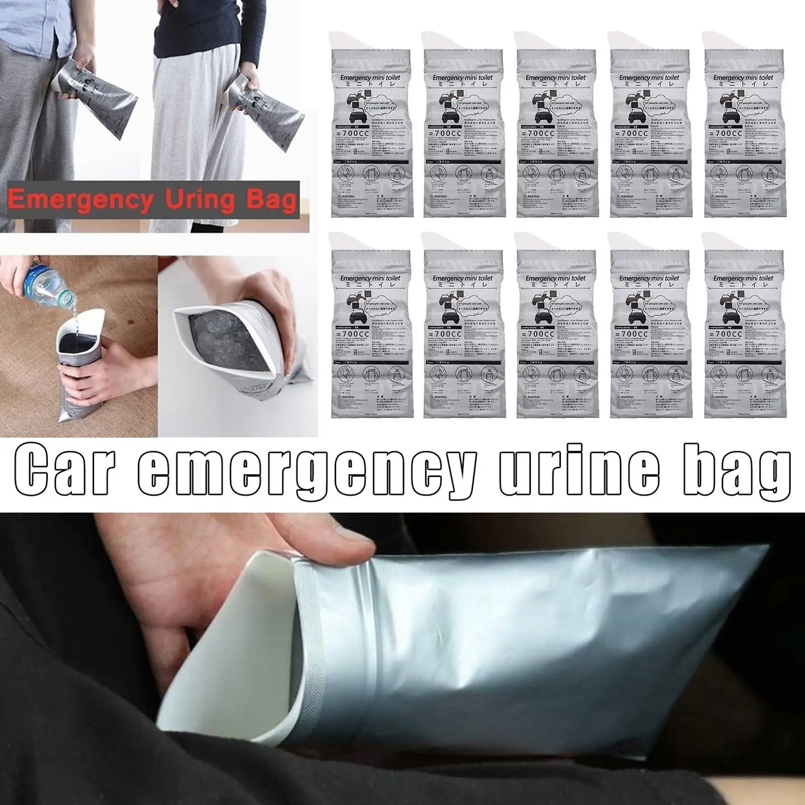 

10PCS Emergency Urinate Bags 700ml Easy Take Piss Bags Travel Mini Mobile Toilet For Baby Women Men Outdoor Vomit Bag J7B1