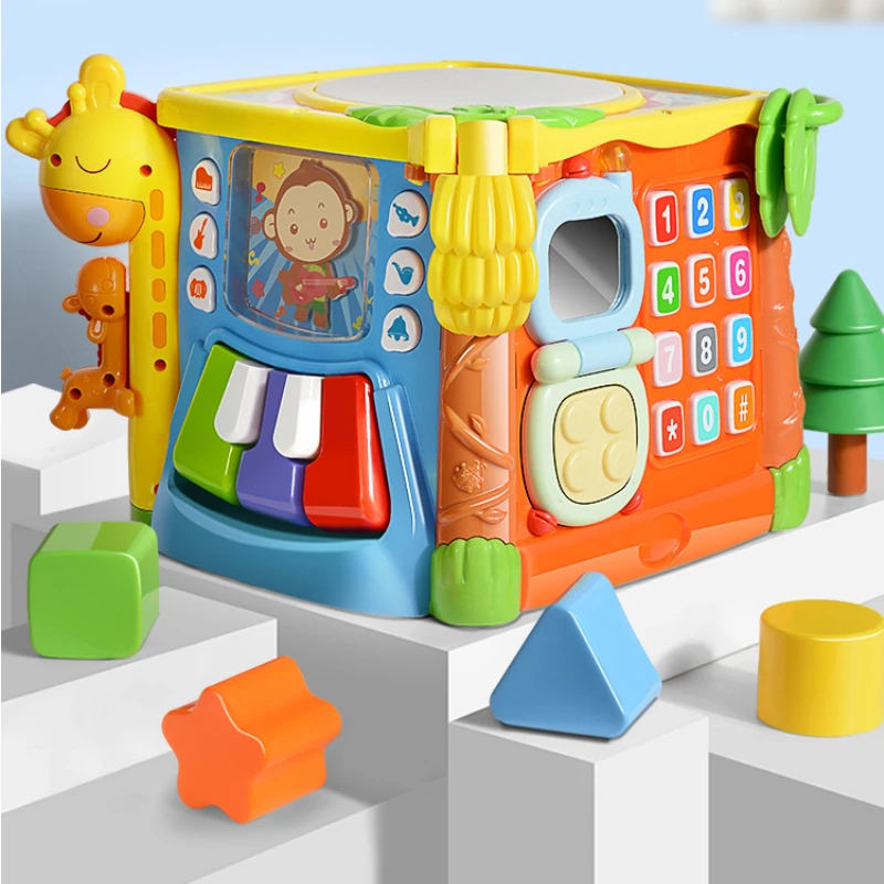 

Детский Музыкальный барабан Hexahedron для раннего обучения, Детский Музыкальный барабан, детские игрушки 6 месяцев