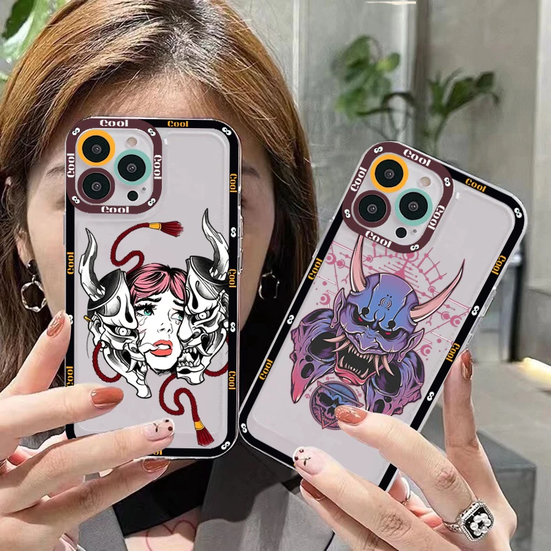 

Samurai Oni Mask Phone Case for iPhone 11 12 13 Mini Pro Max 14 Pro Max Case shell