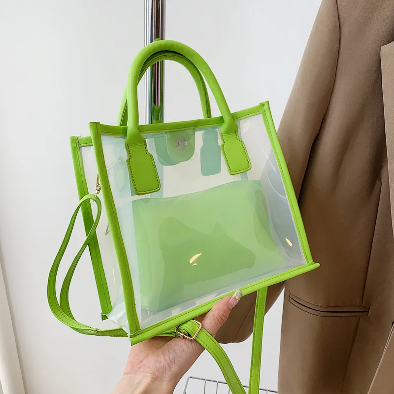 

2022 summer new candy color PVC beach bag one shoulder portable messenger Korean handbag jelly fashion bag