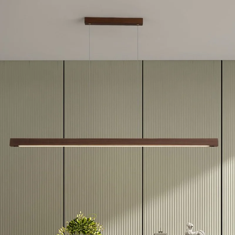

Walnut Dining Room Chandelier Japanese Modern Minimalist New Chinese Zen Tea Room Solid Wood Long Study Dining Table Lamp