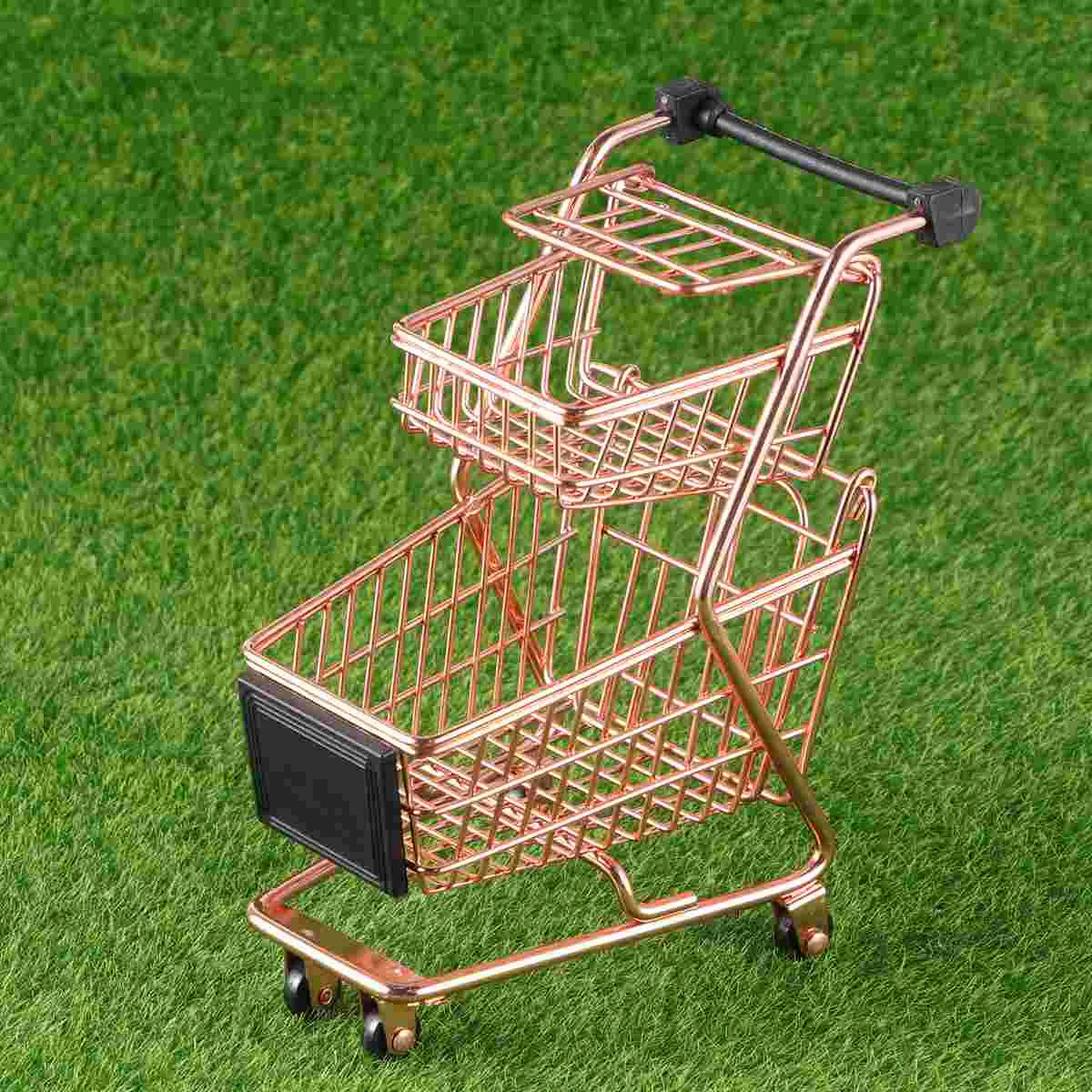 

Shopping Cart Two- tier Supermarket Handcart Shopping Utility Cart Mode Storage Shopping Cart Stroller for dolls