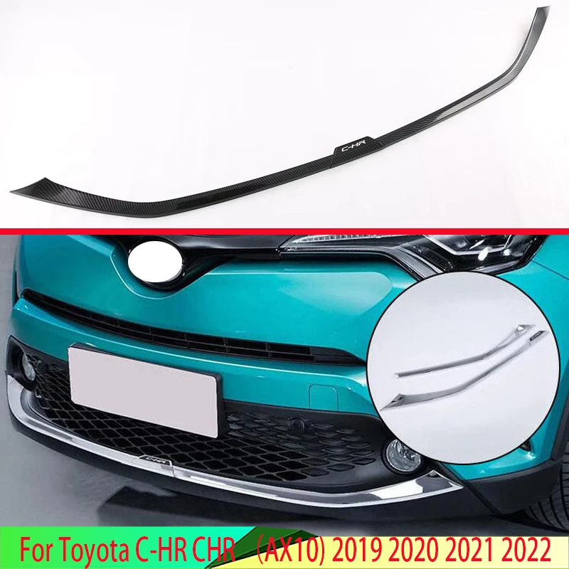 

For Toyota C-HR CHR （AX10) 2019-2022 Carbon Fiber Style Front Grille Accent Cover Lower Mesh Trim Molding Styling Bezel Garnish