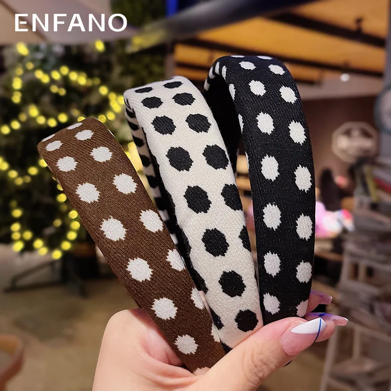 

Enfano Wide Brim Hair Band Polka Dot Headband Hair Accessories Internet Celebrity Same Cute Hair Fixer All-Matching Clip Headwea