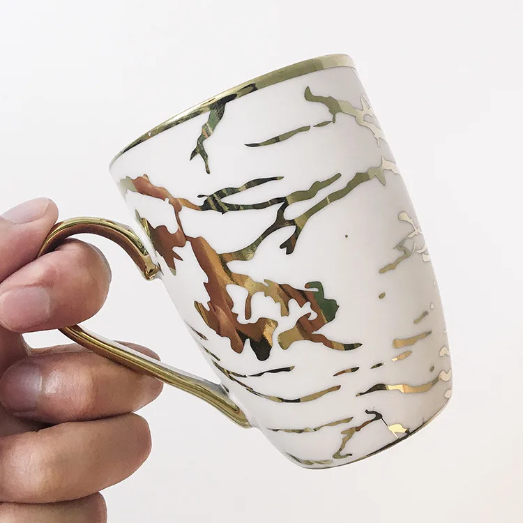 

M European Ceramic Tumbler Water Glass Cup Coffee Cups Cute Milk Mug Afternoon Tea Mugs Breakfast Electroplating Shot Glasses