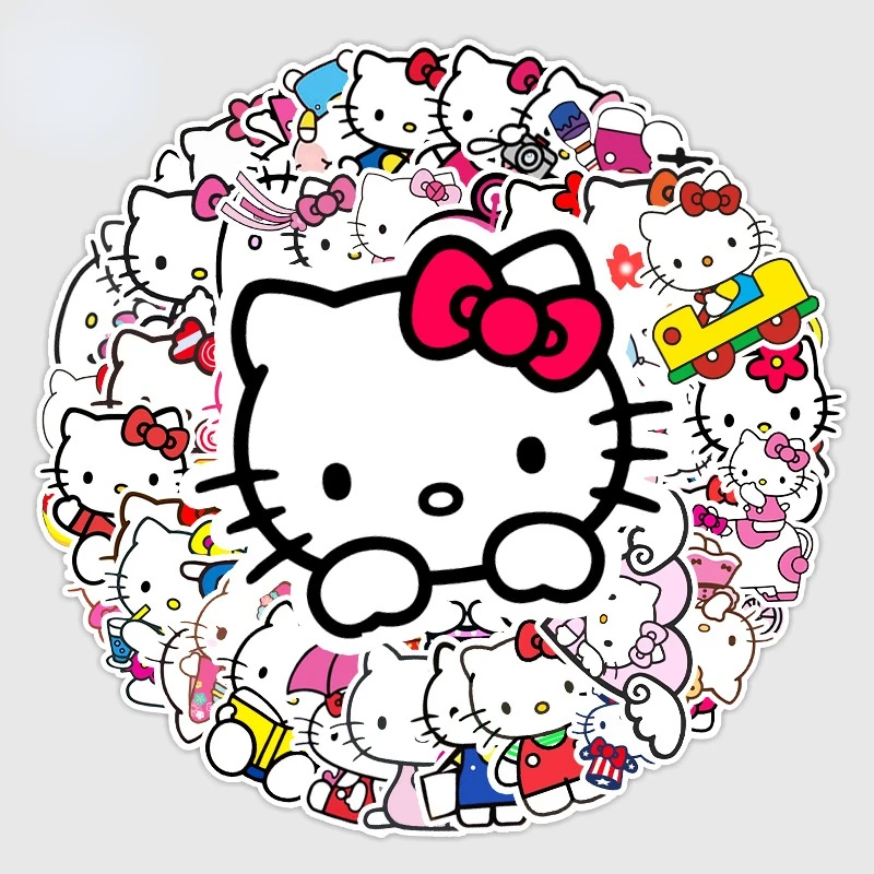 Стикер Hello Kitty 50 шт. стикер милые стикеры на колесиках Чехол для гитары скейтборда