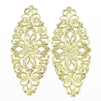 gold plated connectors filigree wraps flower classic alloy decoration jewelry diy making finding 80x35mm