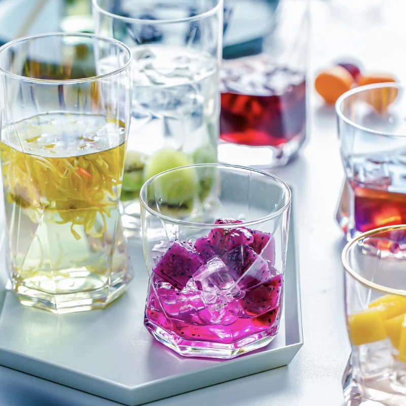 

Geometric Creative Transparency Fashioned Irregular Whiskey Glass Vintage Brandy Cocktail Beer Tumbler Glass Cup Bar Drinkware
