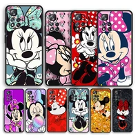disney minnie mouse cute for xiaomi redmi note 11 11t 10 9 8 7 6 5 4 pro 5g 4g silicone soft shockproof black phone case fundas