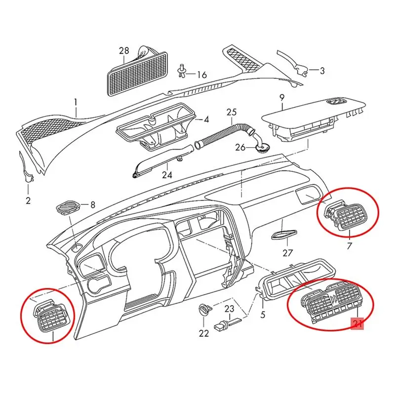 L96A 6RD819728 C Крышка решетки воздуховода кондиционера для VW Polo 2011-2018 6R0 819 728 (art.: 3920dcbc5aca3) - 3920dcbc5aca3