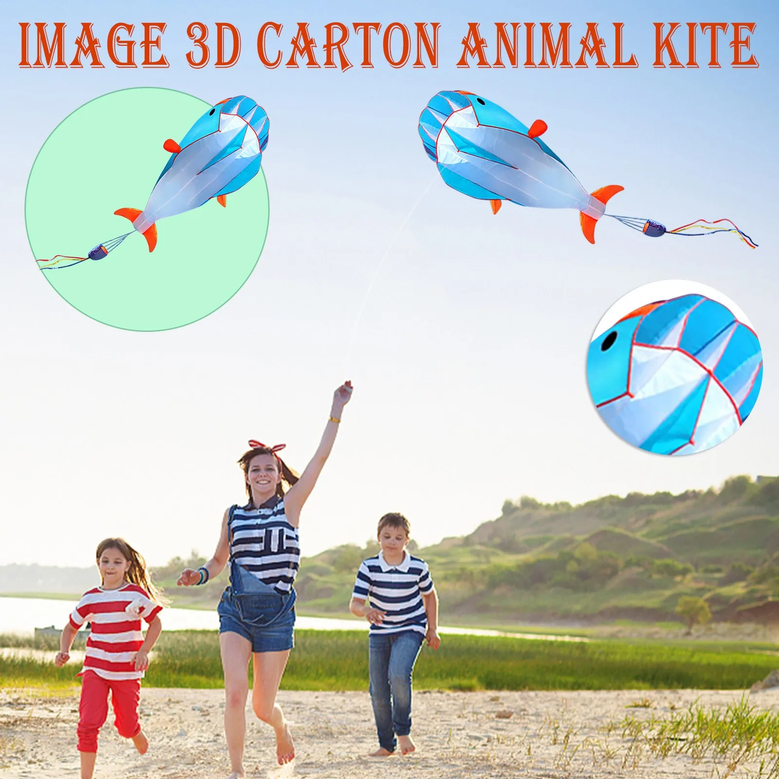 

Image 3D Carton Animal Kite Large Dolphin Beach Kites With Huge Frameless Soft Kites for Boys Age 10 All for Boys Ages 5 to 7