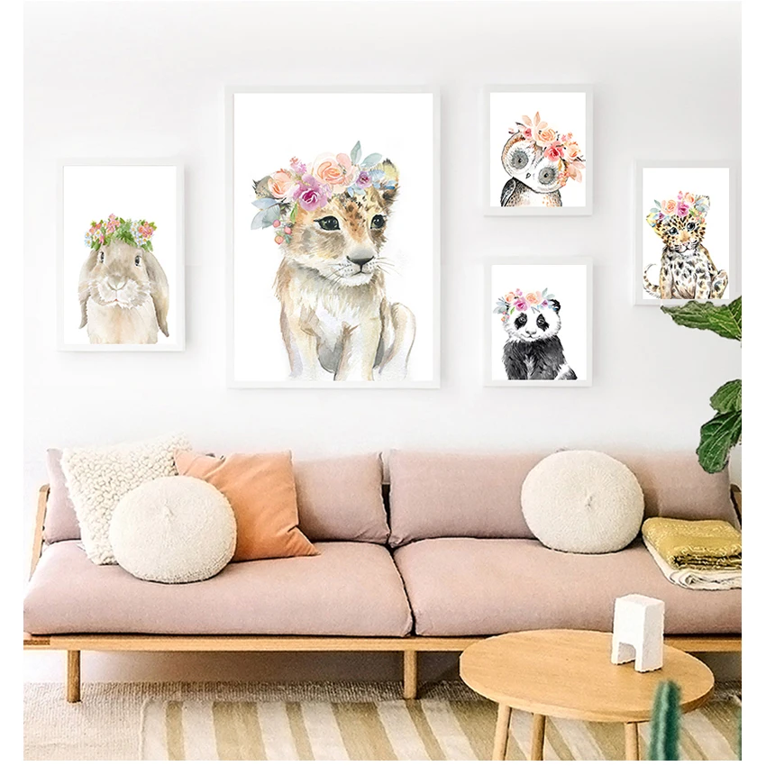 И принты настенные картины для детской комнаты Декор лама панда альпака леопард