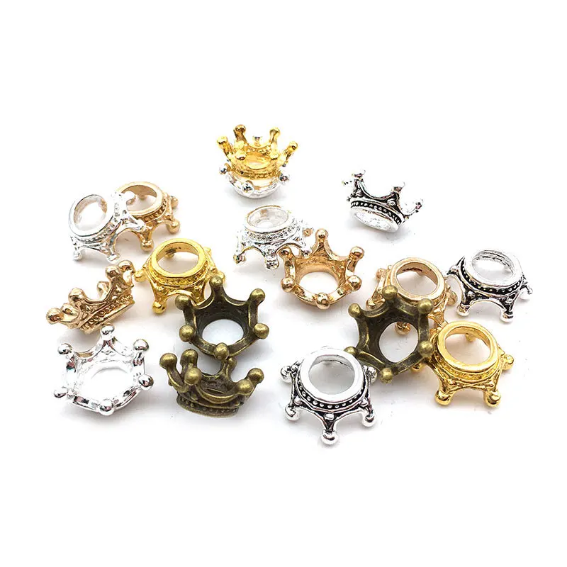 50pcs Alloy Mini Crown Pendants DIY Bracelet Vintage Necklace Earrings Metal Jewelry Accessories Spacer Beads Handmade Materials