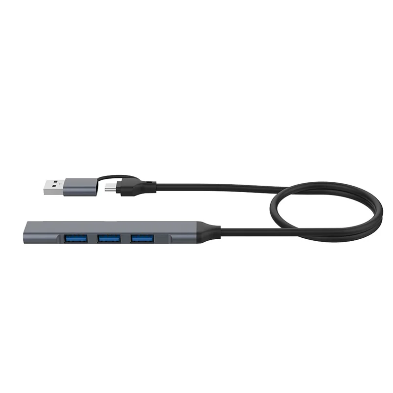 2 в 1 (USB-C + USB-A) 4-портовый концентратор USB 2.0X3 3.0X1 5 Гбит/с Быстрая передача Тонкий