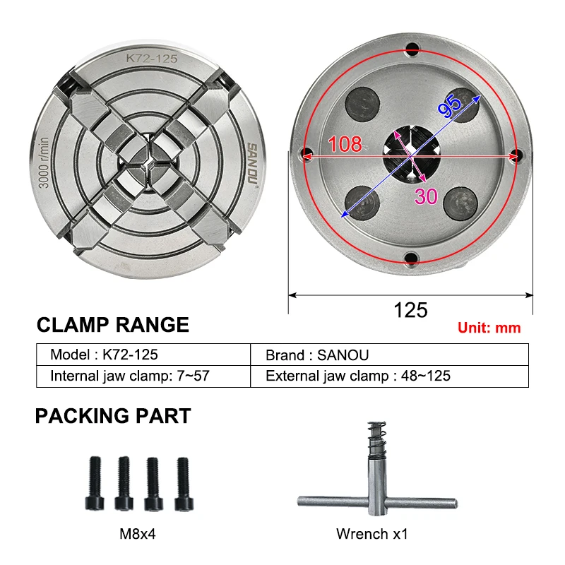 

Патрон для токарного станка SANOU K72-125