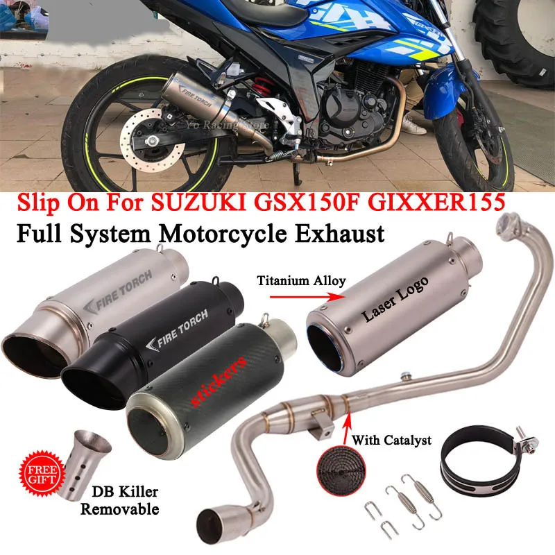 Sistema de Escape completo para motocicleta, silenciador de tubo de enlace delantero, DB Killer, para GSX150F SUZUKI GSX 150F GIXXER155 Gixxer 155