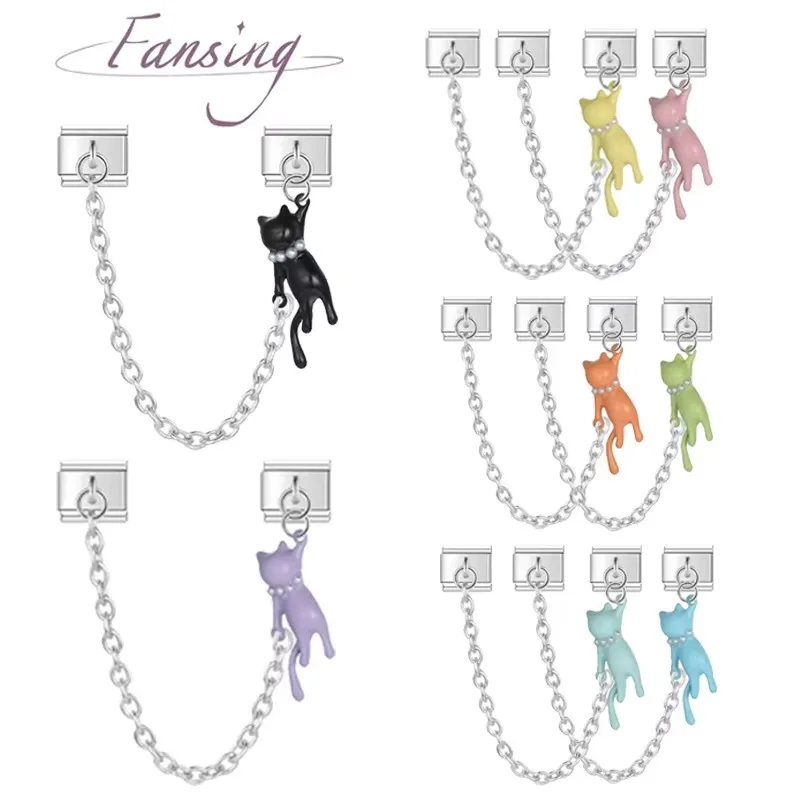 Цепочка с котом из нержавеющей стали 9 мм