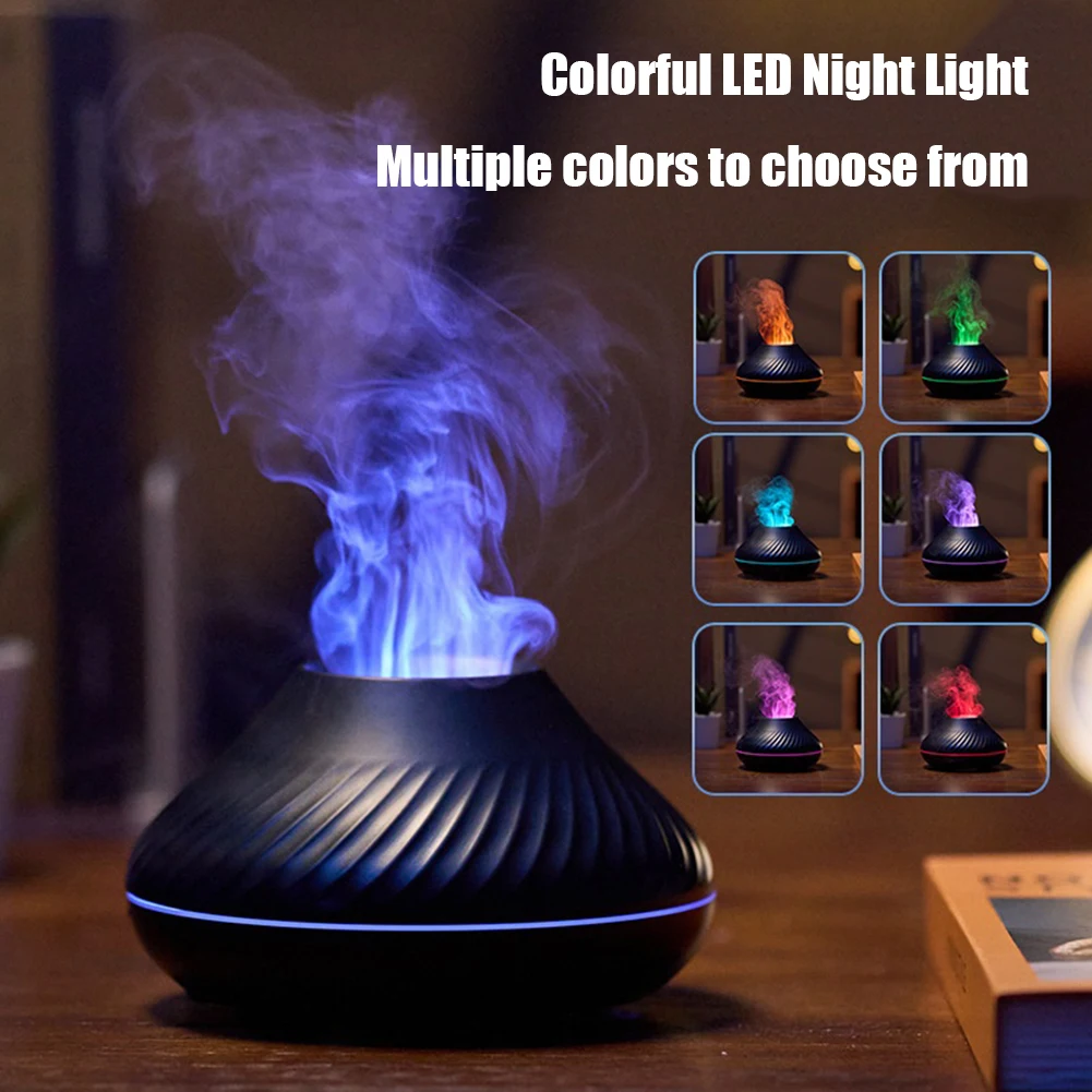 

Air Humidifier Volcanic Flame Aroma Diffuser Essential Oil Flame Lamp 7 Colors Night Light 130ml USB Aromatherapy Humidifier