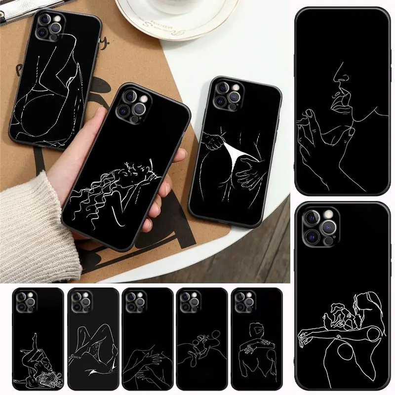 

Sexy Simple Lines Phone Case for Apple iPhone 13 Pro 12 11 8 7 SE XR XS Max 5 5s 6 6s Pro Plus Soft Silicone Case Funda Capa