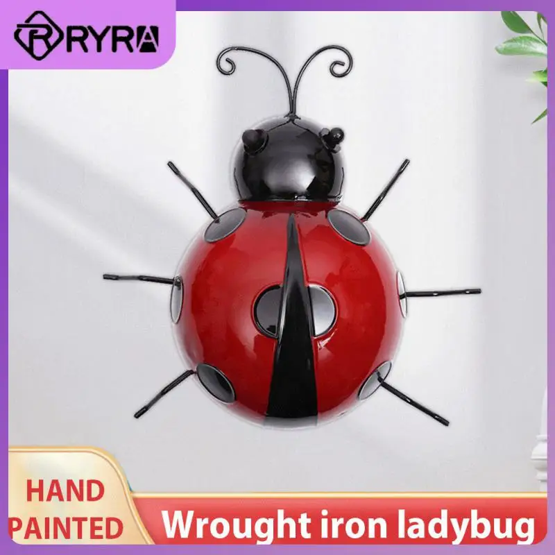 

2/4/5PCS 10/16cm Wall Artwork Outdoor Garden Decorative Figurine Hanging Metal Ladybug Insect Fence Hanger Ornaments