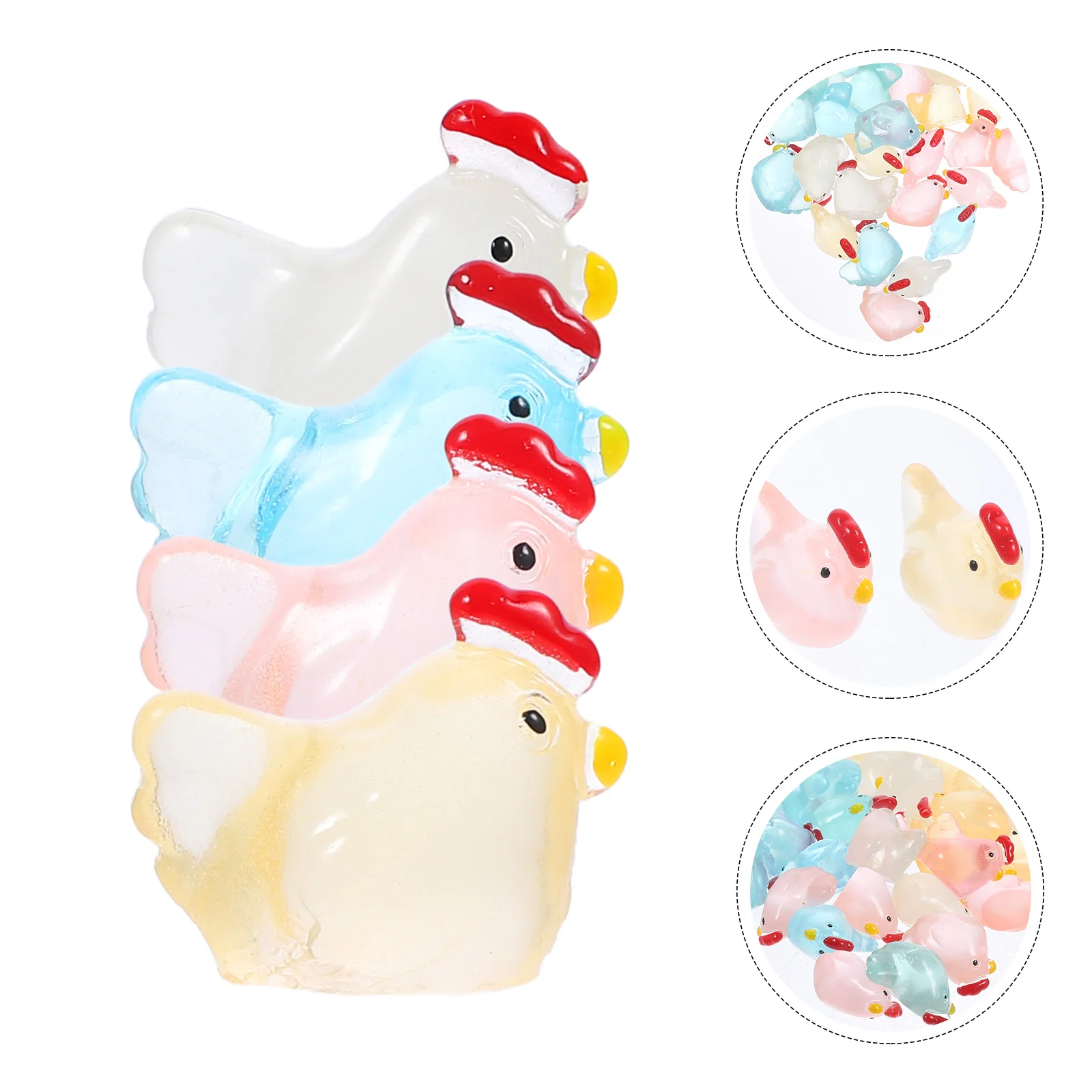 

48 Pcs Mini Resin Chick Chicken Figurines Tiny Animals Miniature Small Garden Statues Landscape Figure Manual Micro Ornament