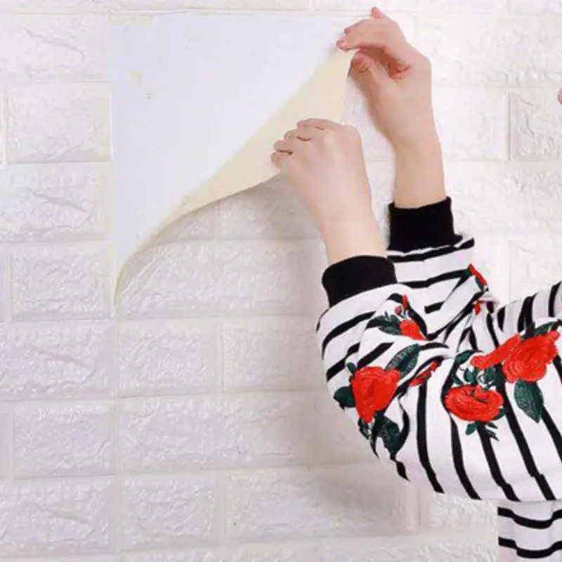 

3D Brick Wall Stickers Wallpaper Decor Foam Waterproof Wall Covering Wallpaper For Kids Living Room DIY Background
