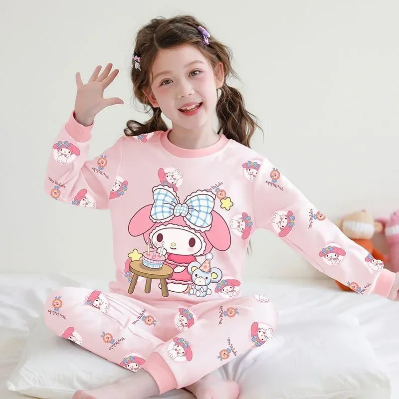 Sanrio аниме милые Kuromi My melody детские осенне-зимние пижамы Kawaii термобелье домашняя