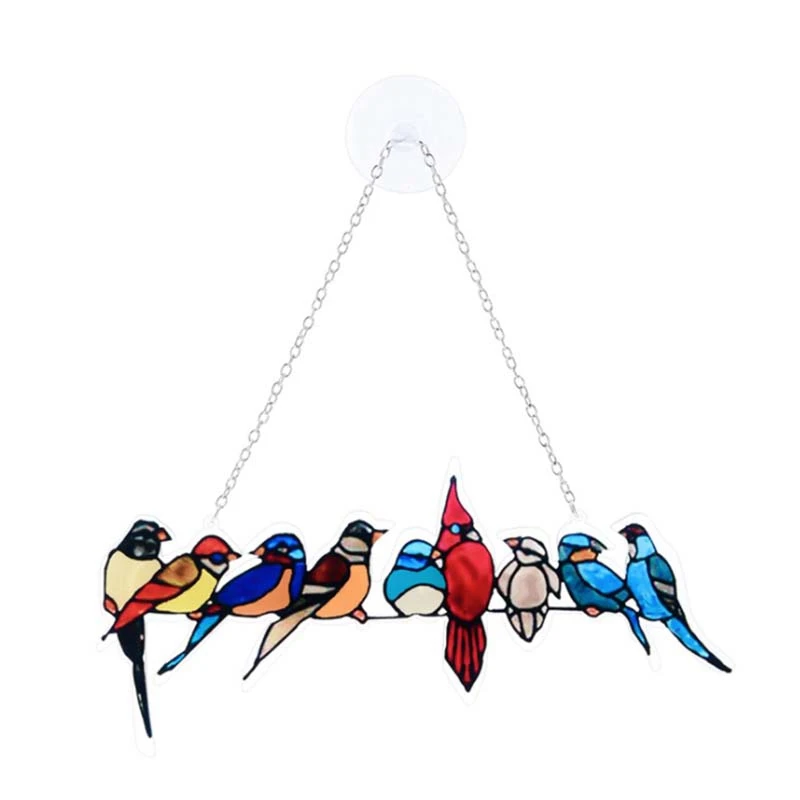 

Bird Species Stained Pendant Window Hanging Suncatcher Acrylic Birds Hanging Courtyard Decoration Window Hanging Decor