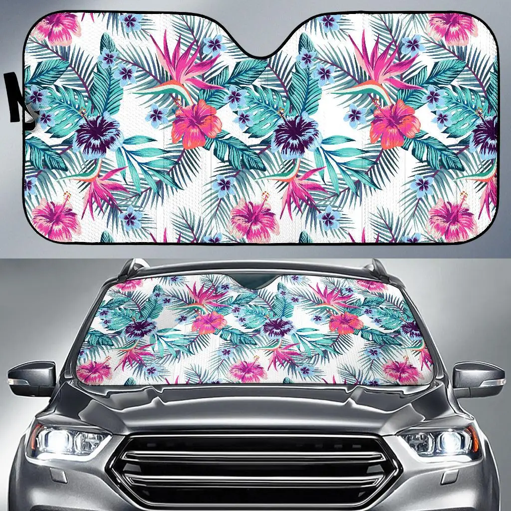 

Neon Hibiscus Tropical Pattern Print Car Sun Shade