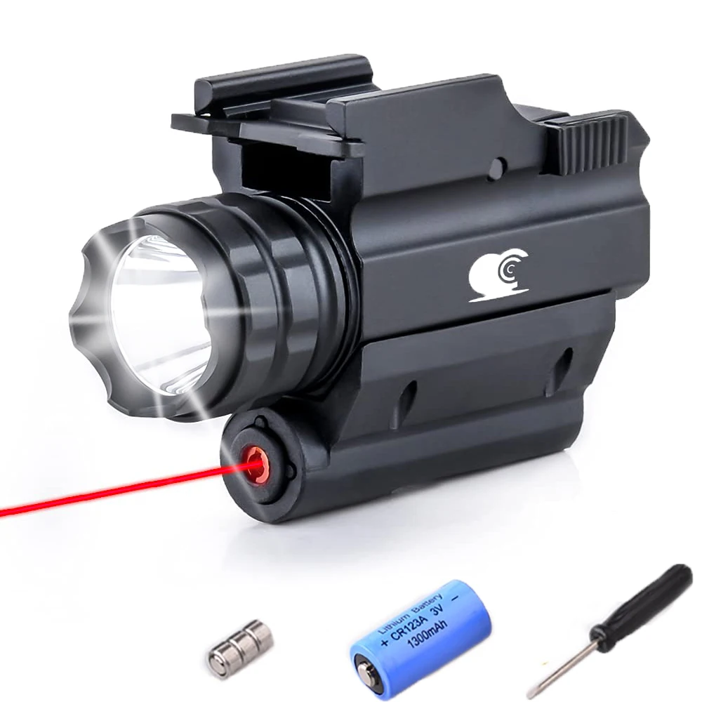 

230 Lumens Tactical Weapon Pistol Light with Red Laser Sight LED Airsoft Strobe Flashlight for 20.5-21mm Rail Mount Hunting Tool