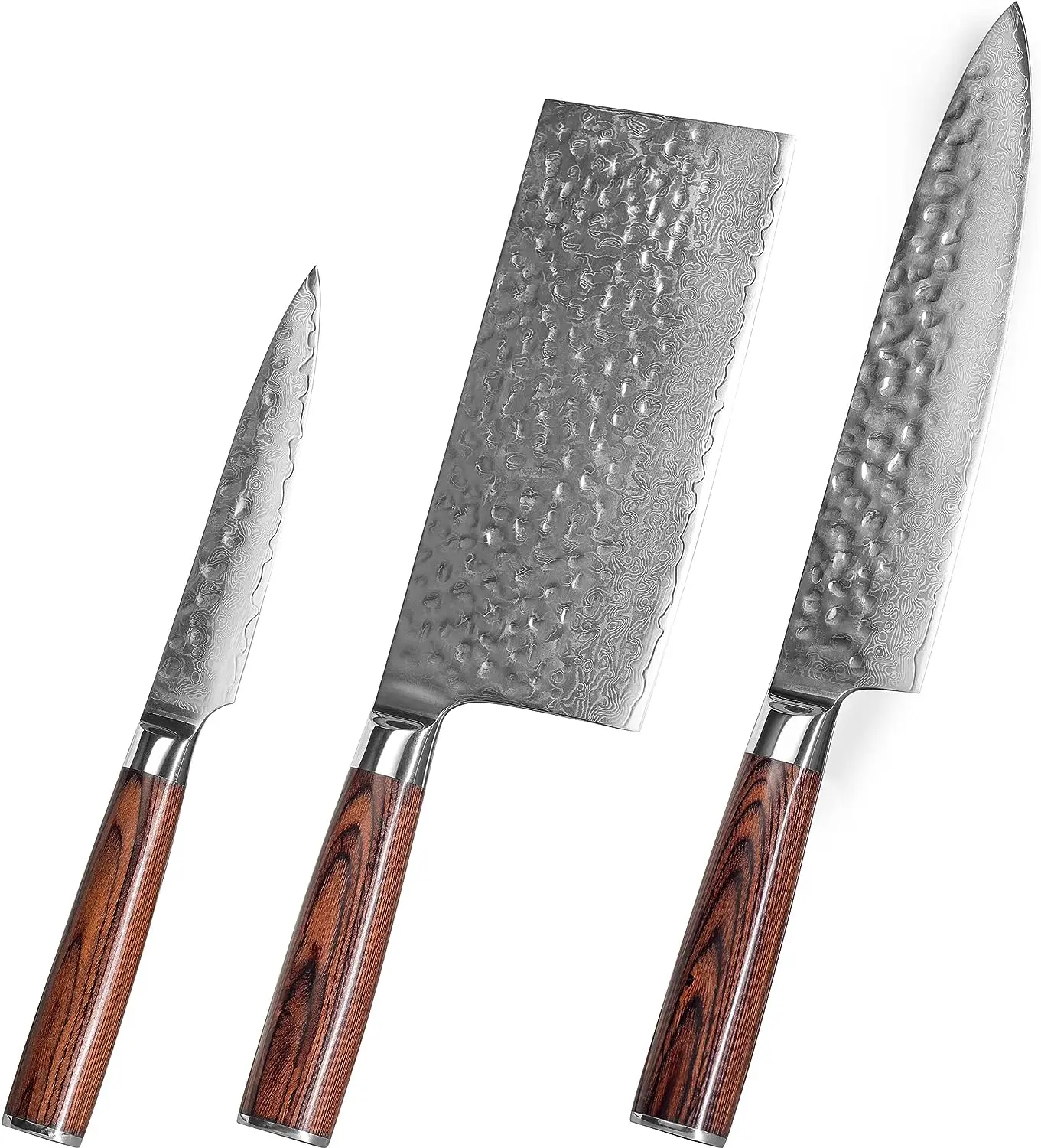 

Damascus Kitchen Knife Set (Chef's Knife, Cleaver, Paring Knife)