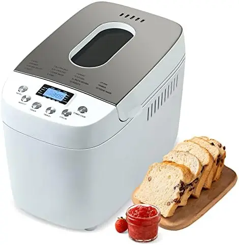 

Bread Maker Machine 15-in-1 Automatic Bread Machine with Dual Kneading Paddles Breadmaker with Touch Panel&LCD Display,Glute
