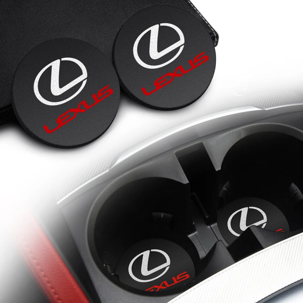 

2pcs Universal Car Cup Mat Anti-Slip Coaster Auto Emblem Interior Accessories For LEXUS RX CT200h es350 is250 RC RX350 F-sport