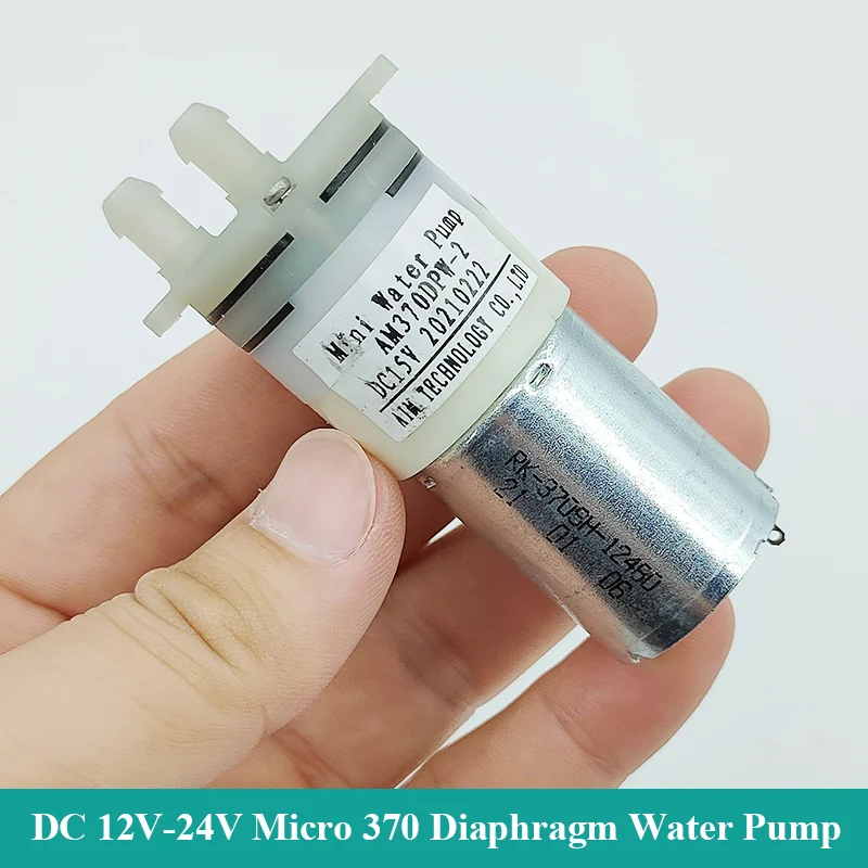 Фото Миниатюрный водяной насос DC 12V-24V 15V 18V Micro 370, диафрагменный насос 27 мм, самовсасывающий, для самостоятельной установки, для диспенсеров, для чайных столиков №1