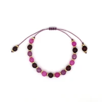vlen purple faceted beaded gems natural stone bracelets for women copper spacer multicolor bracelet wax cord boho jewelry